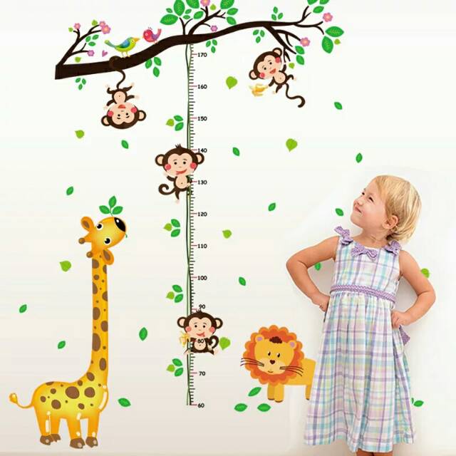 RELIZA WALL STICKER / STIKER DINDING PENGUKUR TINGGI BADAN JERAPAH ANIMAL GROW UP SK9128