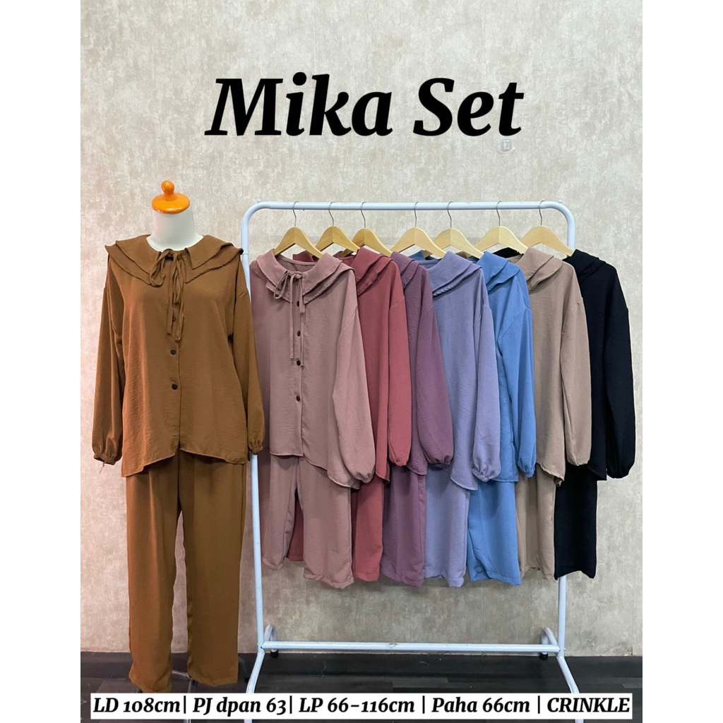 MIKA SET SETCEL CRINKLE POLOS SETELAN BUSUI BUMIL ALL SIZE FIT XL