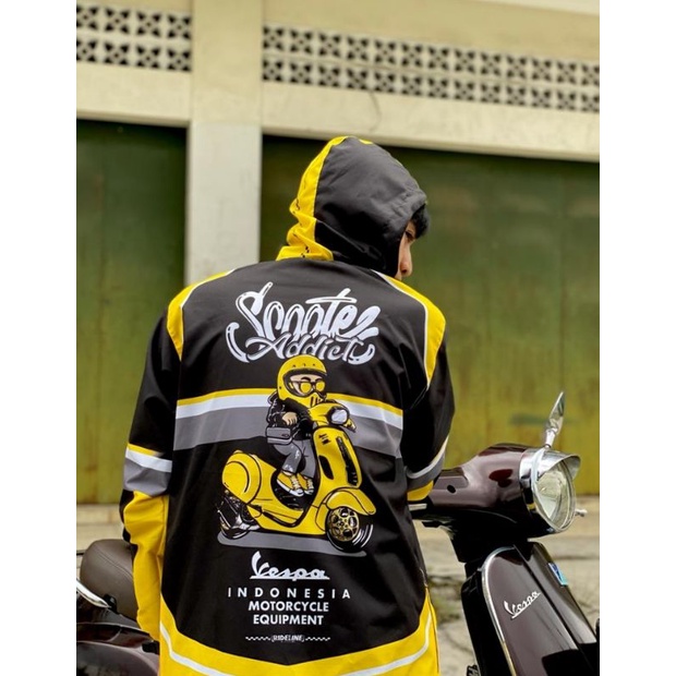 [WATERPROOF] JAKET VINTAGE VESPA MATIC SPRINT LX PRIMAVERA SCOOTER ADDICT HOODIE SUNMORI