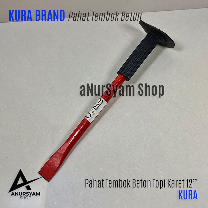 Pahat Beton 12" KURA / Pahat Beton Topi Karet / Pahat Tembok Beton