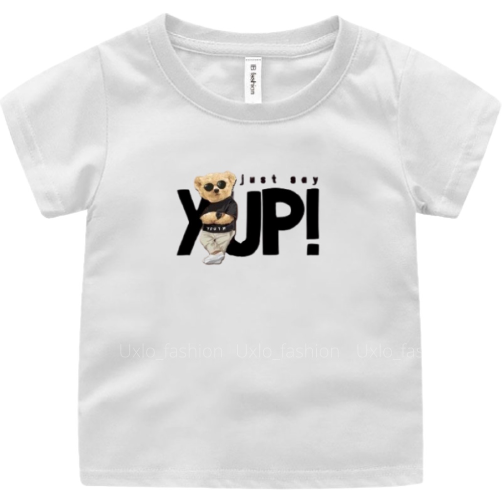 BAJU KAOS ANAK PEREMPUAN DAN LAKI LAKI MURAH LENGAN PENDEK GAMBAR MOTIF TEDY BEAR YUP LUCU UMUR 1 2 3 4 5 6 7 8 9 TAHUN UXLO FASHION