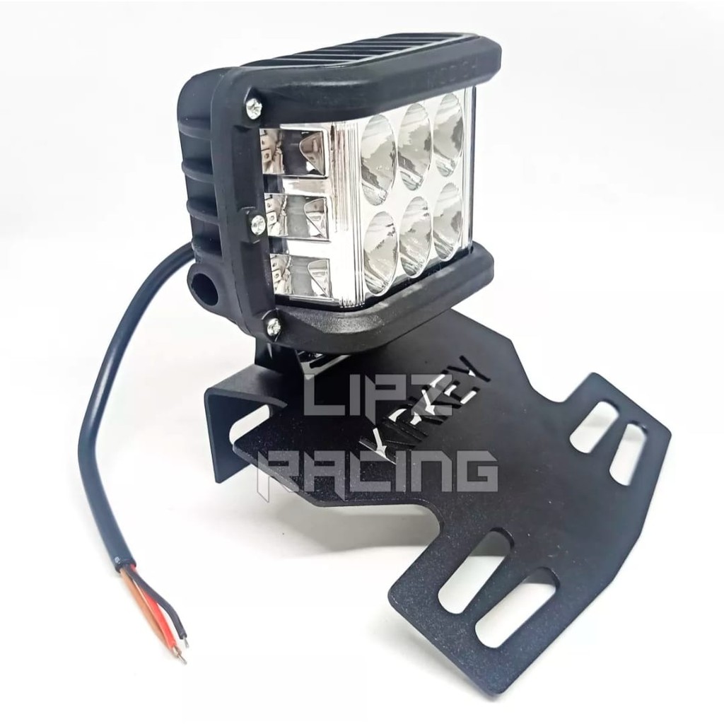 LAMPU TEMBAK/LAMPU SOROT LED 6 MATA SENJA BIRU+MERAH FLASH &amp; STEADY PLUS BREKET KIRKEY PNP RX-KING