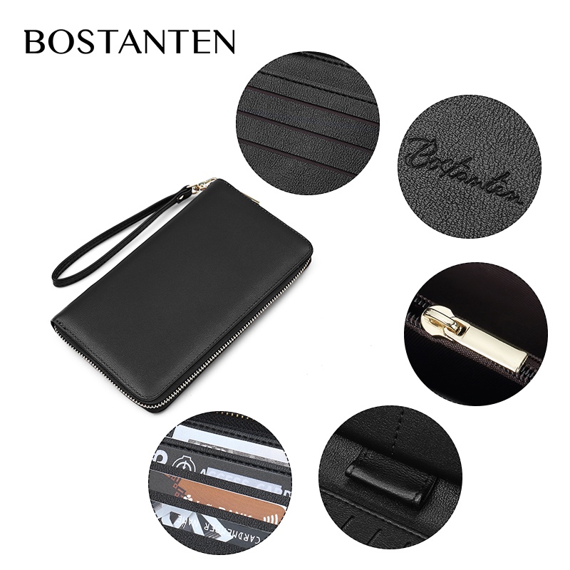 Bostanten Dompet Wanita Dompet PU Panjang Dompet Ritsleting Dompet Kulit