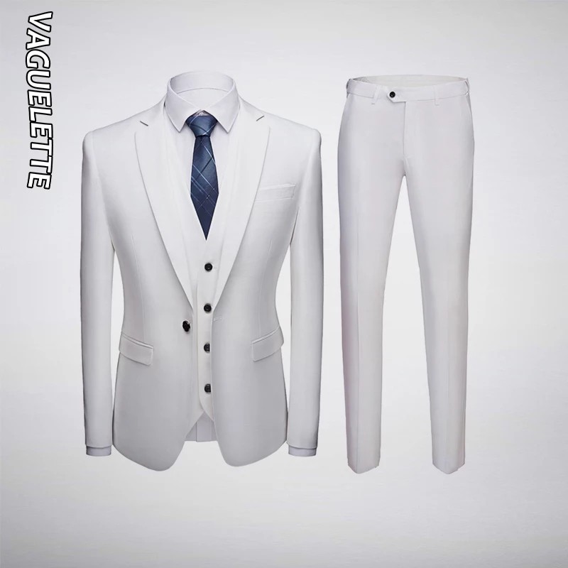 SETELAN BLAZER SLIMFIT PRIA 3IN1 - FULL WHITE PREMIUM HIGH TWIST MATERIAL ORIGINAL NIKAYU SLIMFIT