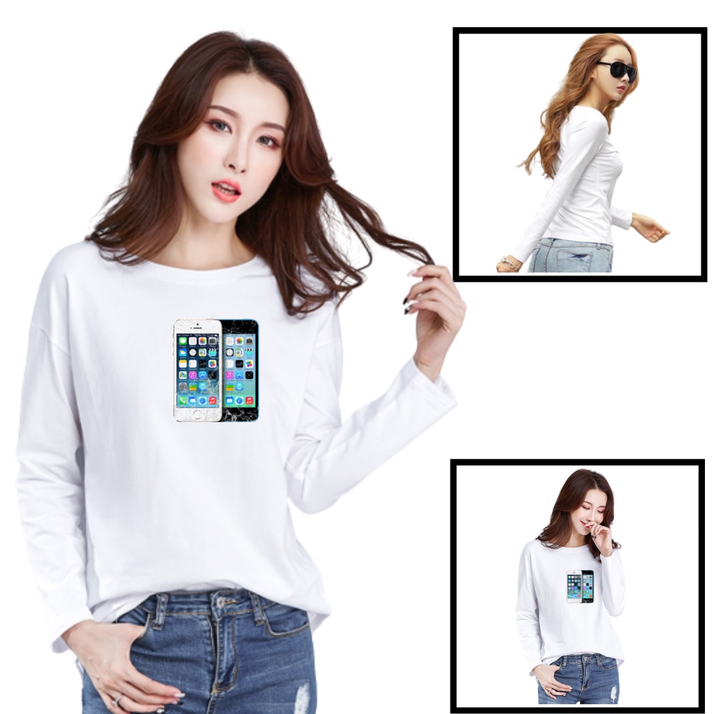JBF Kaos Lengan Panjang Wanita Tanah Abang Motif Handphone