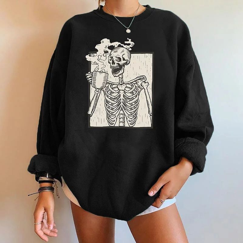 Drinking skull sweater outerwear fashion remaja