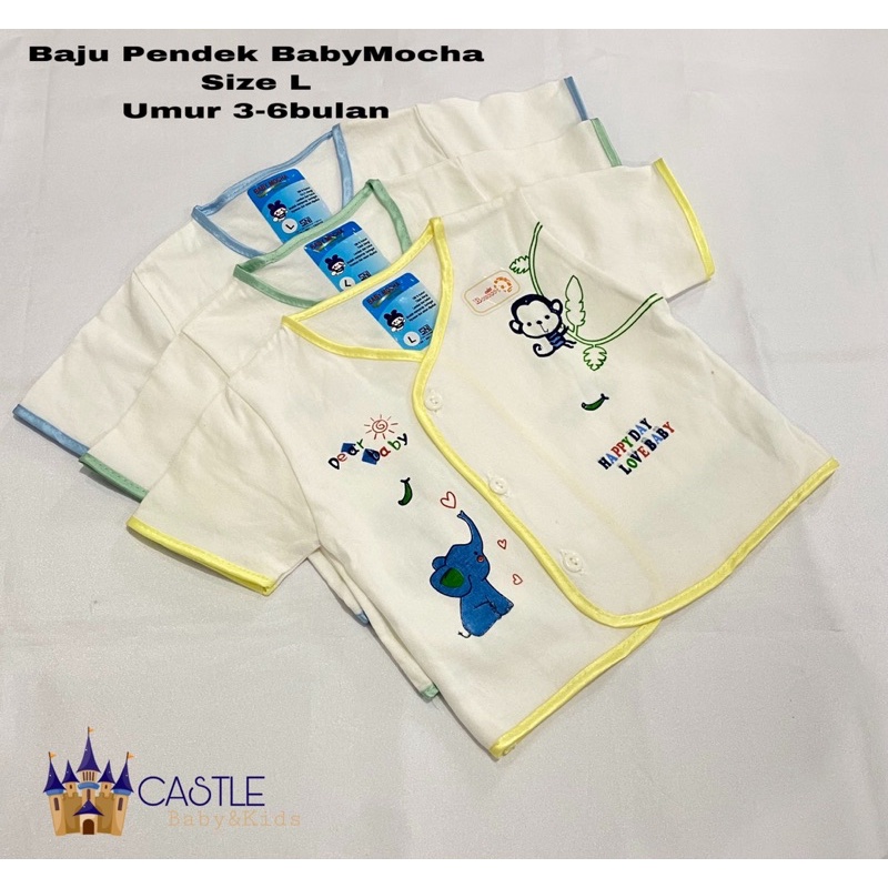 Castle - isi 3pc Atasan BabyMocha Baju Bayi NewBorn 0-3m / 3-6m Baju Putih Bis Pendek Panjang