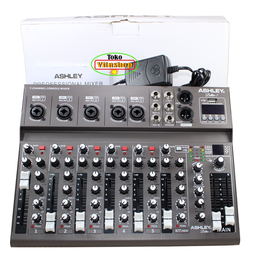 MIXER ASHLEY BETTER7/BETTER 7 7CH (USB-MP3-BLUETOOTH-RECORDING) ORIGINAL EFFECT REVERB 16 DSP NEW