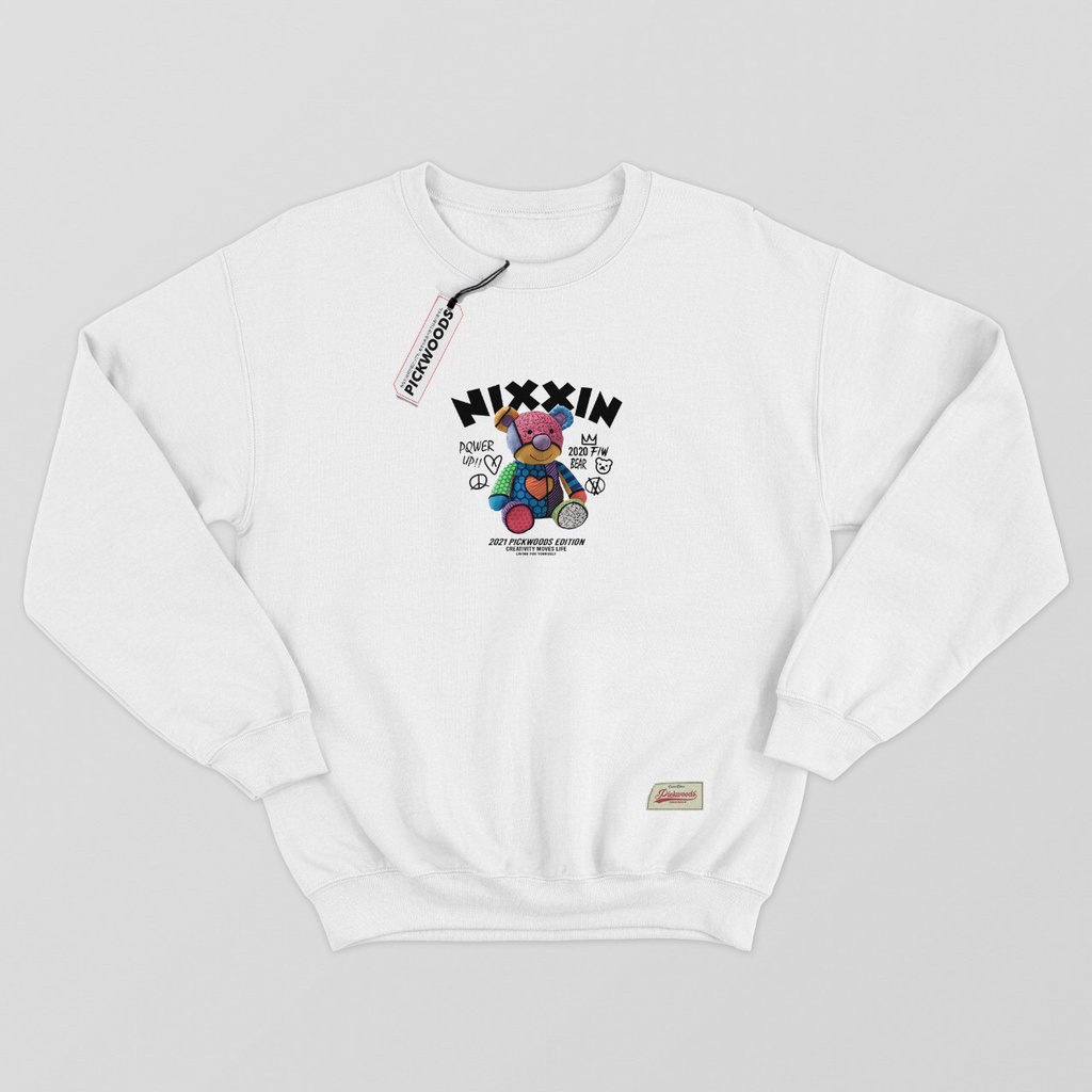 Crewneck Sweatshirt Putih NIXXIN BEAR Top Quality | Crewneck Pria Nixxin Bear