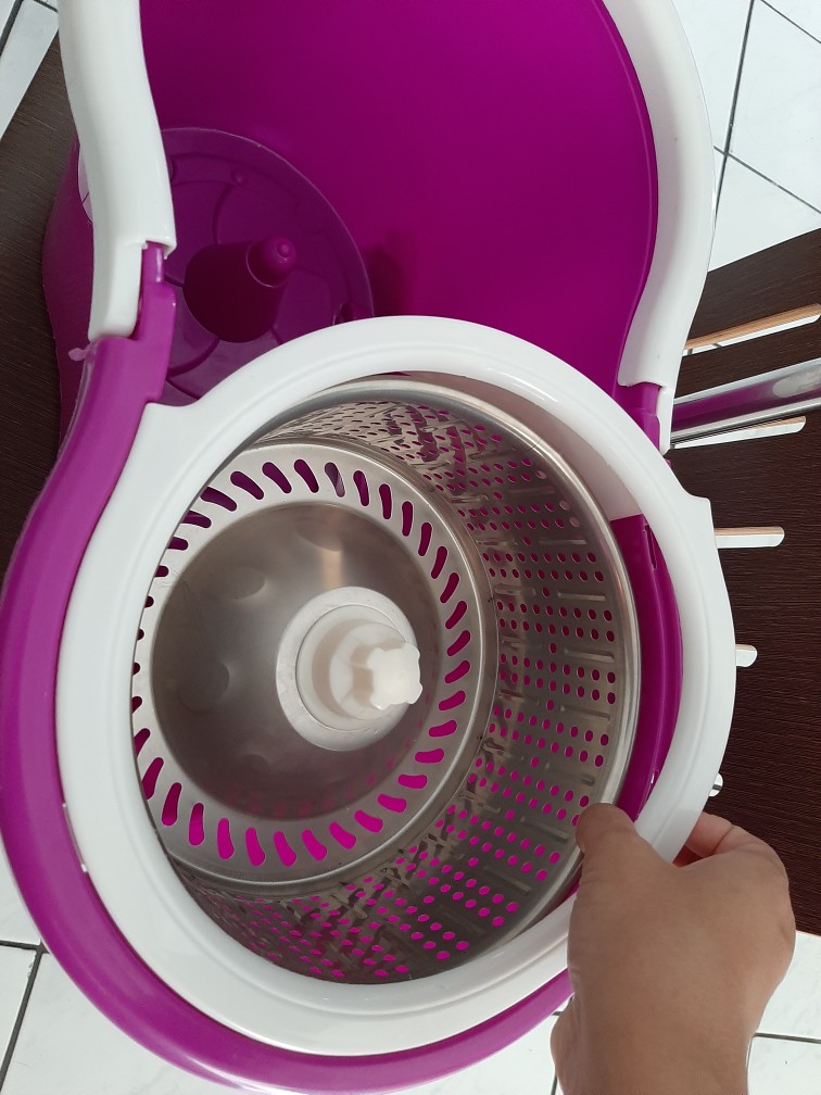Bayar Ditempat-spin Mop Stainless Steel/kain Pel Praktis Tanpa Peres Tinggal Puter Naik Turun-murah