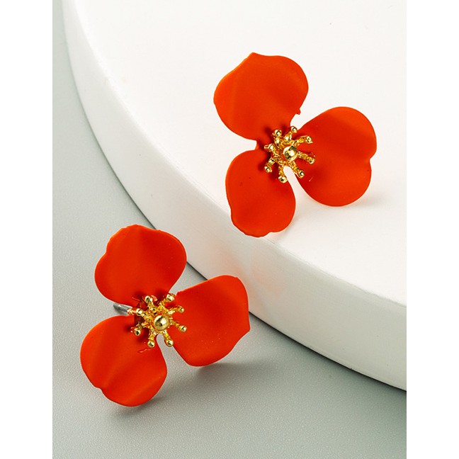 LRC Anting Tusuk Fashion Flower Alloy Spray Paint Earrings P59667