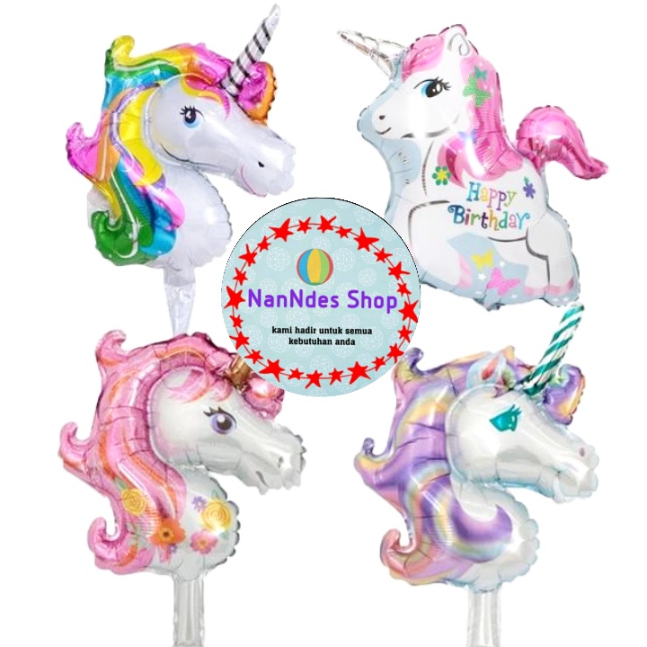 Balon foil kepala unicorn / balon karakter unicorn / balon foil pegasus unicorn / balon hbd unicorn