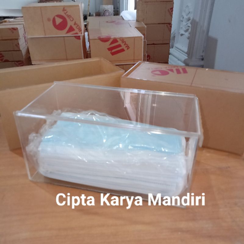 Promo Murah Kotak Masker KN95 &amp; Duckbill Bahan Full Akrilik Kotak Serbaguna Penyimpanan PernakPernik