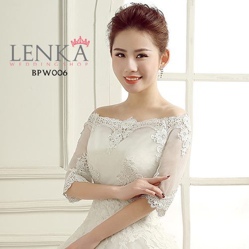 [STOK TERBATAS] AKSESORIS WEDDING BOLERO PESTA BROKAT LACE PUTIH BPW006