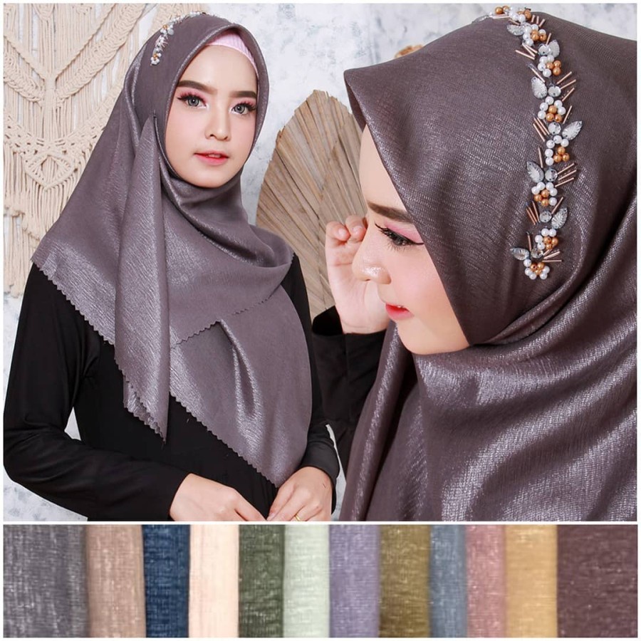 JILBAB SEGI EMPAT SHINAR PAYET MUTIARA / KERUDUNG PESTA SHINAR PAYET MUTIARA TERMURAH-DEEP PURPLE