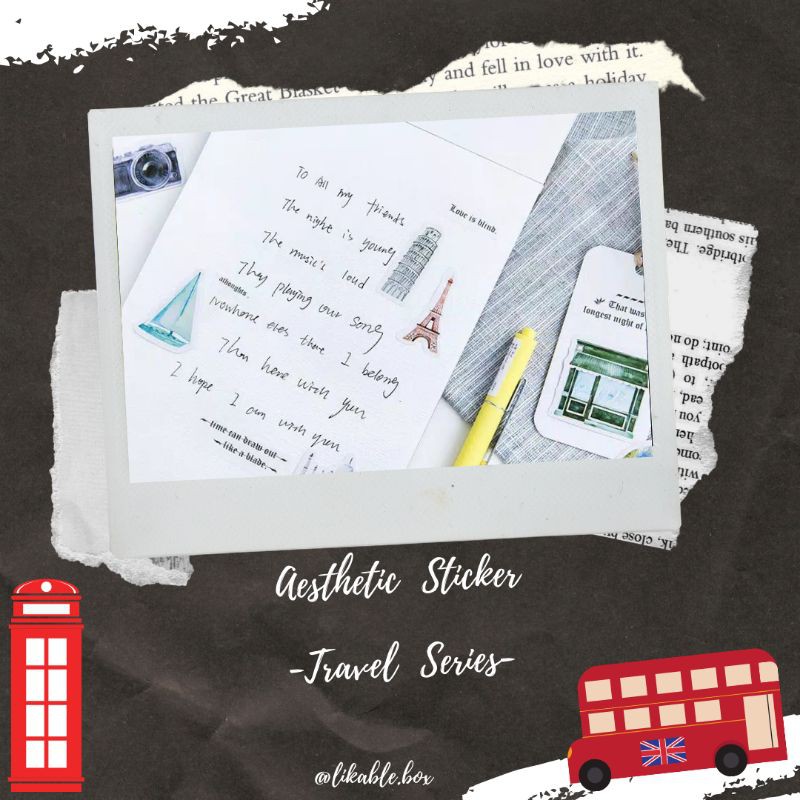 Aesthetic Stiker Travel Untuk Scrapbook / Diary / Jurnal / Dekorasi / DIY