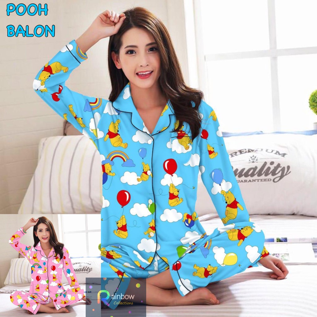 Piyama dewasa PP XL celana panjang baju panjang, katun jepang, fit to xl,motif UNICORN/HAMSTER/BEAR