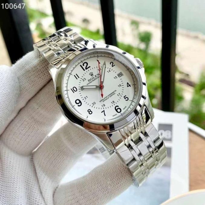 Jam Tangan Pria / Wanita Rolex Angka Waterproof Anti Air Tali Rantai