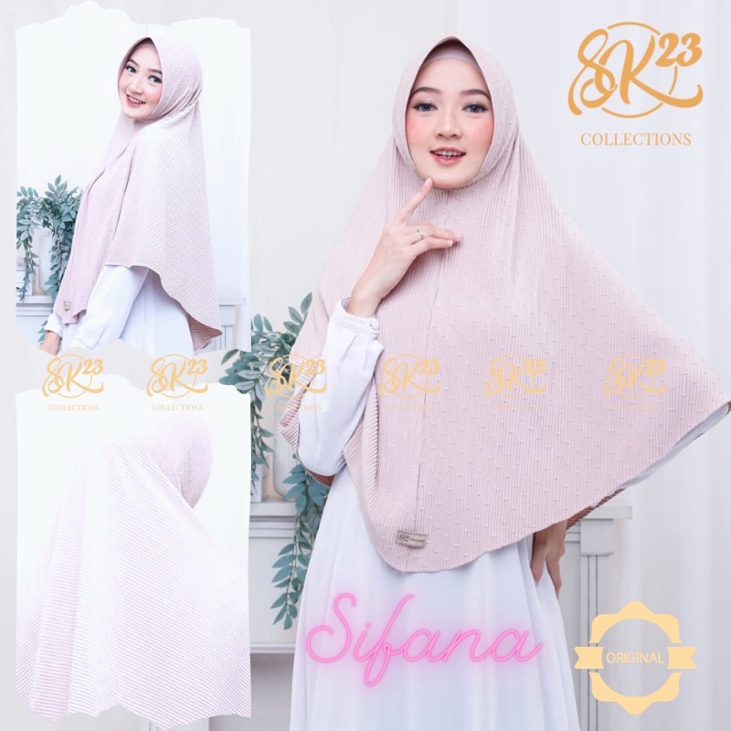 MUGHNI - SK23 COLLECTIONS / SIFANA PRISKET HIJAB BERGO TALI MOTIF BINTIK