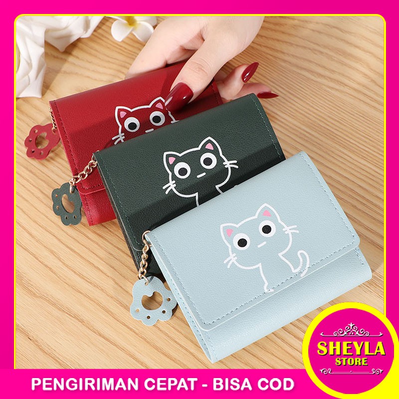 Dompet Lipat Wanita Import Karakter Kucing Lucu Cantik / Dompet Lipat Impor Korea Unik / TV-7