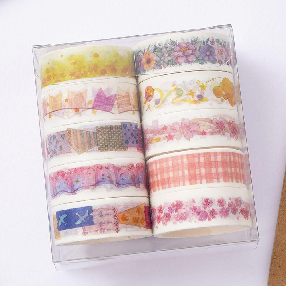 Preva8 /10/12Rolls/Set Washi Tape Lucu Segar Kualitas Tinggi Scrapbooking Gadis Hati Sedikit Segar Kreatif Alat Tulis DIY Bahan