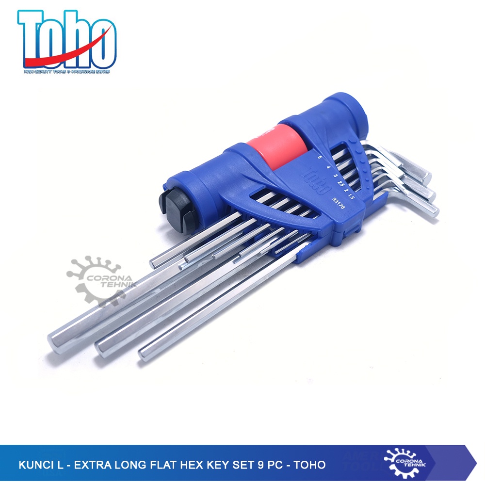 Toho - Kunci L Set 9 pc - Extra Long Flat Hex Key Set