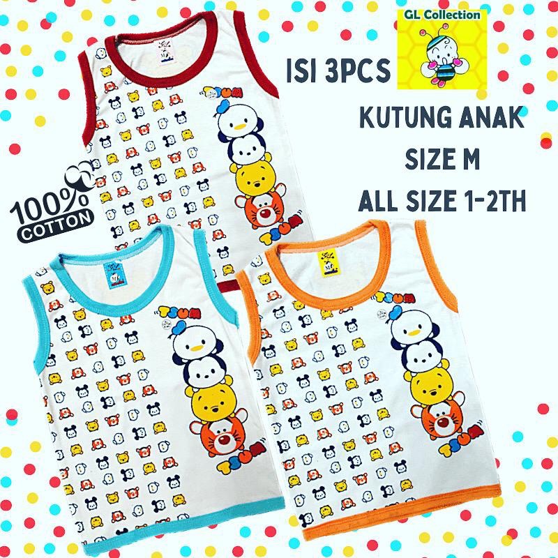 OBRAL!ISI 3PCS!ATASAN KUTUNG ANAK SIZE M ALL SIZE 1-2TAHUN 100%KATUN