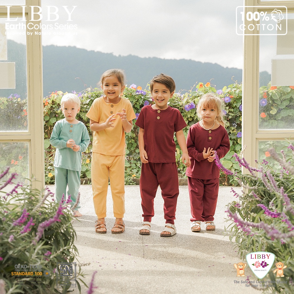 LIBBY FAVE SERIES Earth Color Setelan Oblong Baju Pendek Celana Panjang Baju Bayi Pakaian anak 9 Bulan - 4 Tahun