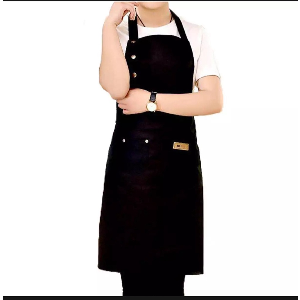 Apron Waterproof Celemek Masak Dapur Pria Wanita Chef Pelayan Cafe waiter Original Handmade