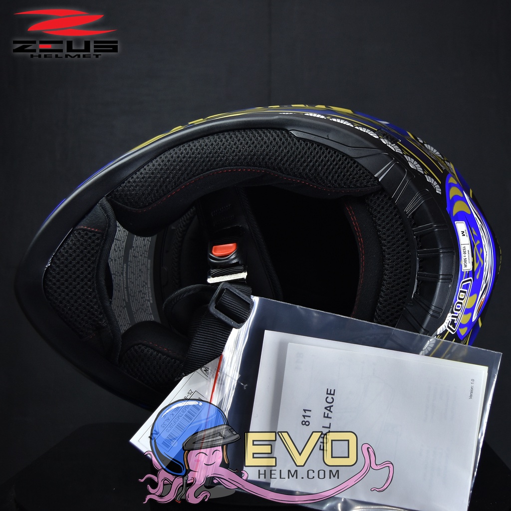 HELM ZEUS FULL FACE MBLK AL35 BLUE - FREE SMOKE VISOR ZEUS ORIGINAL ( ONGKIR 2KG )