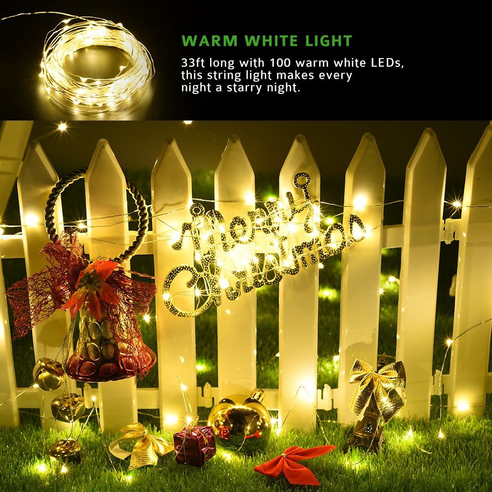 Lampu String 200 Led 22m 8 Mode Tenaga Surya Untuk Dekorasi Rumah / Outdoor