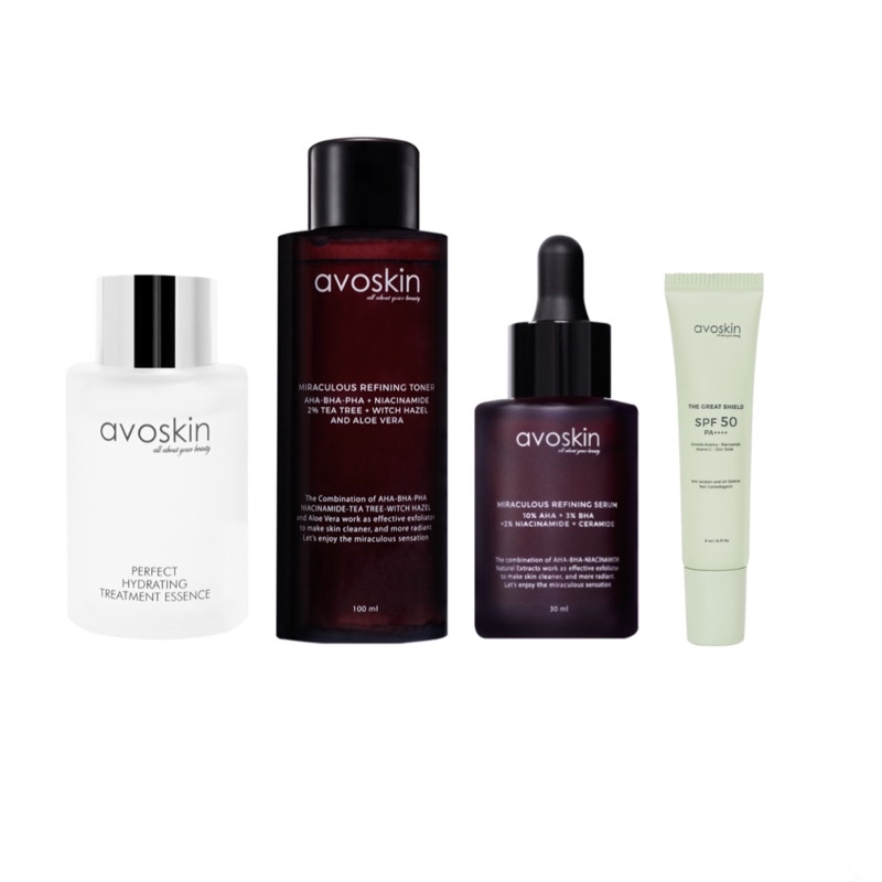 (BUNDLING HEMAT ) AVOSKIN Refining Series + PHTE 30ml + TGS 30ml [ Eksfoliasi / Exfoliating / Sunscreen / Hydrating ]