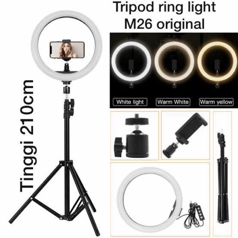 GROSIR TRIPOD 2.1METER PLUS RINGLIGHT M26 SUPER BEST PRICE AND QUALITY