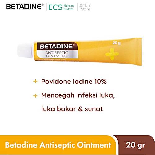 Betadine Antiseptic Ointment Ukuran 20 Gr - Salep Luka Antiseptik Mencegah Infeksi 20gr - Untuk Luka Bakar, Terpotong, Sunat, Tergores, Dll Oinmen Ointmen Ointmen
