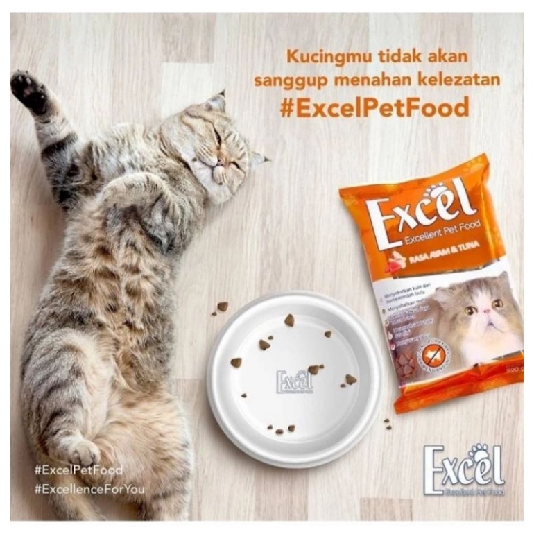 Makanan Kucing Excel Cat Tuna&amp;Ayam 500gr Cat Food