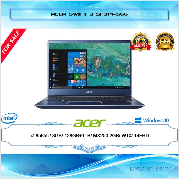LAPTOP ACER SWIFT 3 i78565U 8GB 1TB MX250 2GB WIN10 14"FHD TERMURAH