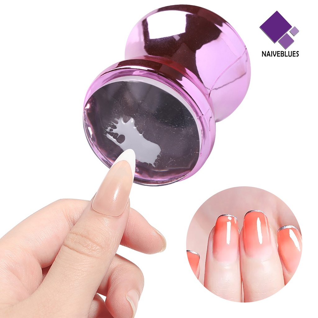 Naiveblue &gt; Stamper / Cap Kuku Wanita Multifungsi Tekstur Bening Ringan Untuk Nail Art / Manicure