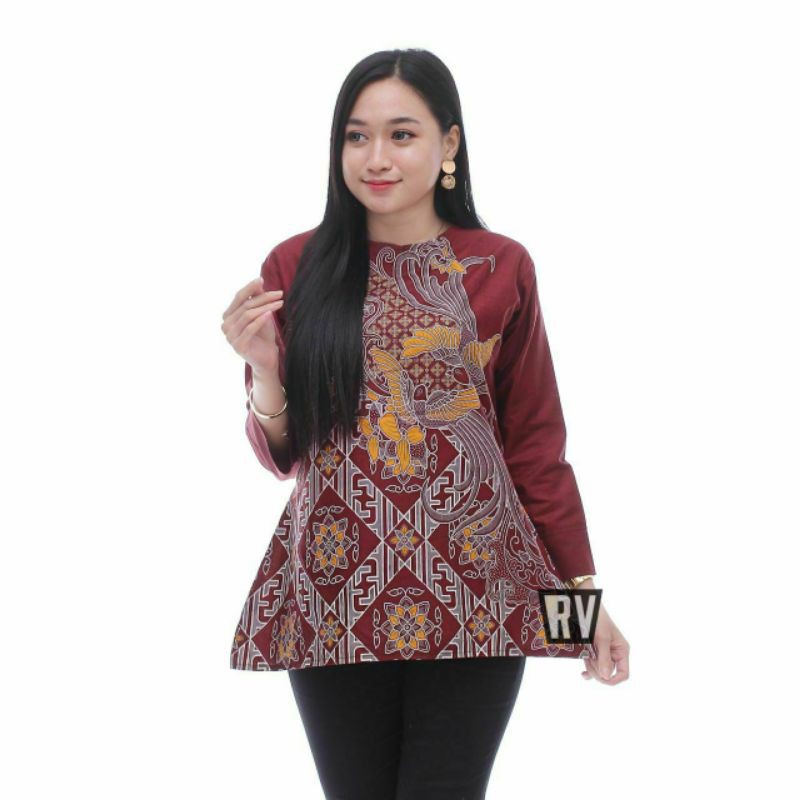 BATIK COUPLE KELUARGA sania ruffle ori ndoro jowi dnt motif kenari merah-B kenari maroon