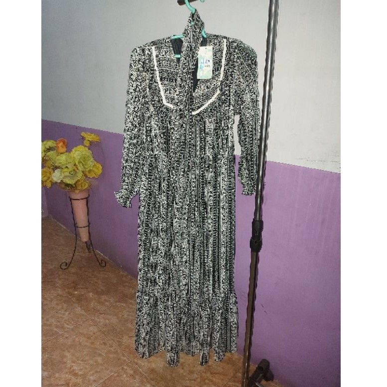 Gamis Korean Ceruty Plisket By Yuna Fashion Ori