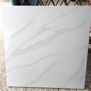 Jual KERAMIK LANTAI LICIN GLOSSY 50X50 PUTIH MOTIF MARMER IKAD -KERAMIK