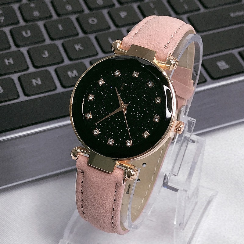 8035Starry Harajuku Fashion Lady Perhiasan Bunga Kaca Scrub Belt Roman Style Quartz wanita Watch