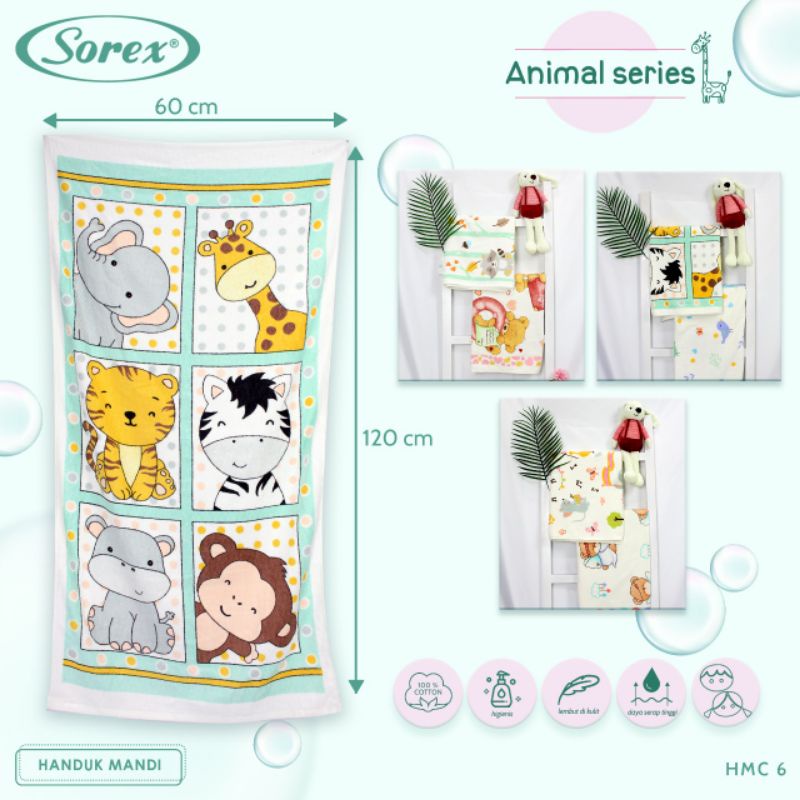 Sorex Towel premium handuk mandi anak Hmc-1/hmc-2/Hmc-3/Hmc-5/Hmc-6 motif lucu funny animal