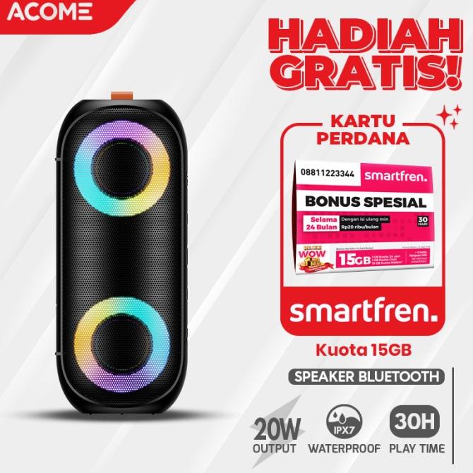ACOME Super Bass Speaker Bluetooth 5.0 20W IPX7 RGB Rave Party A20