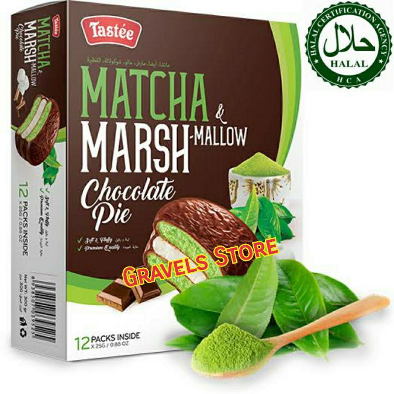 [Logo HALAL] Tastee Chocolate Pie MATCHA Marshmallow - Choco Pie Rasa Matcha Green Tea