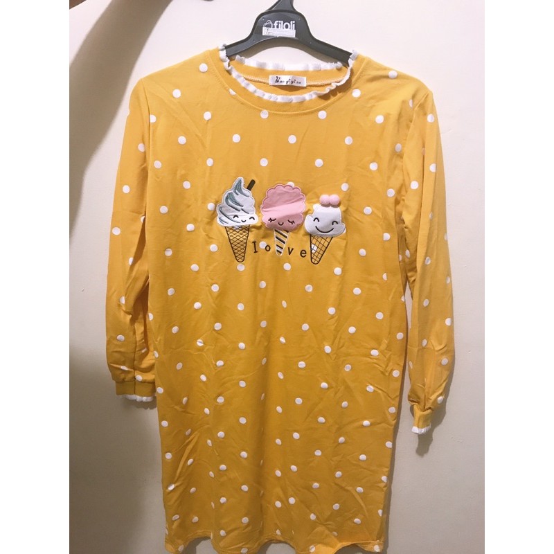 baju wanita/ kaos wanita/ polkadot/ baju kuning polkadot