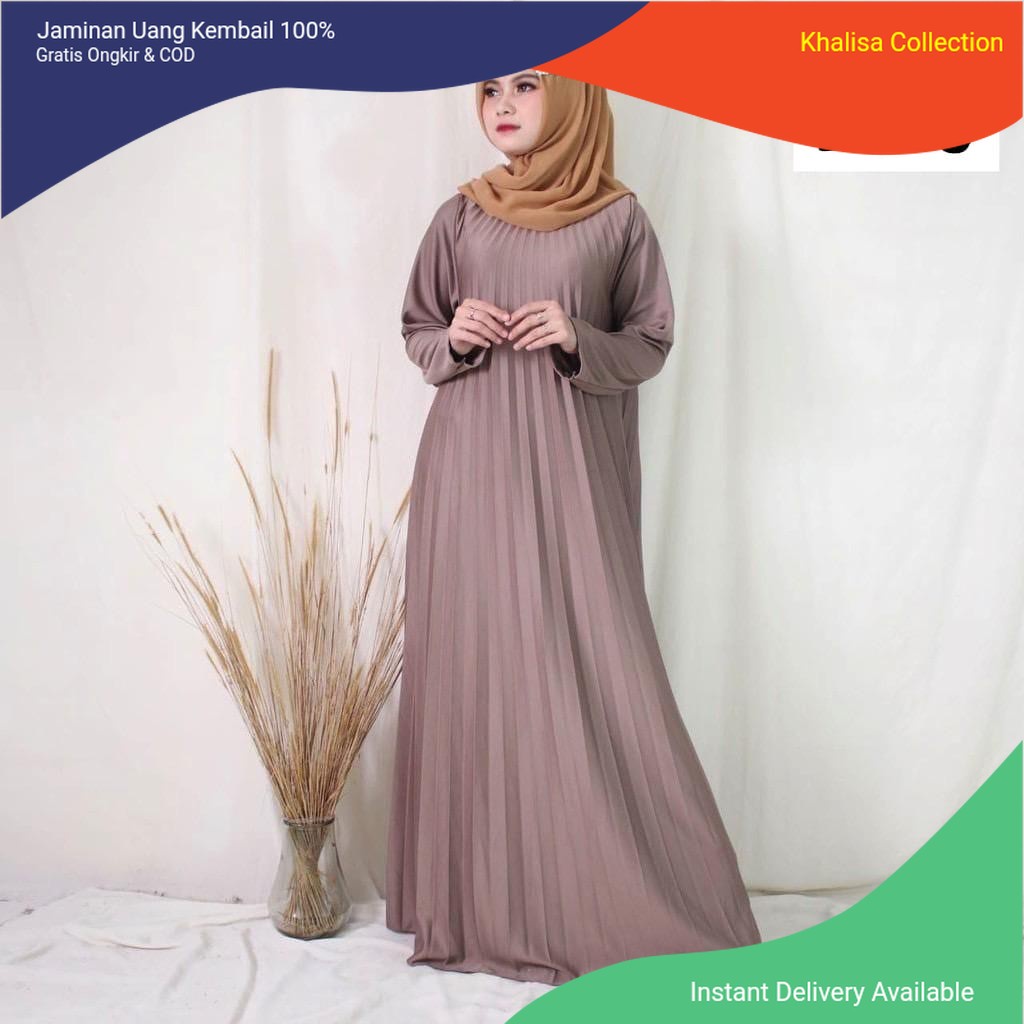 Ori Gamis Plisket Tangan Panjang Gamis Hyget  Premium Baju Gamis Plisket Jumbo Gamis Baju Hamil