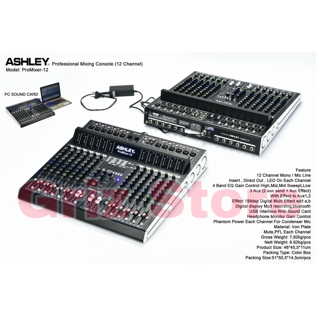 MIXER ASHLEY PRO MIXER 12 / PROMIXER12 / PROMIXER 12 CHANNEL ORIGINAL