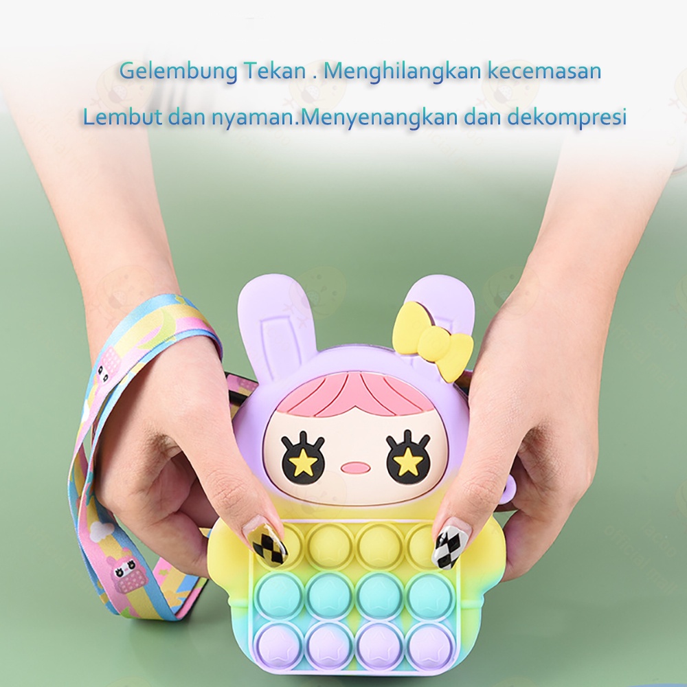 Lacoo Tas anak pop it jelly Tas pop it Selempang bag Dompet anak kelinci Pop it lucu