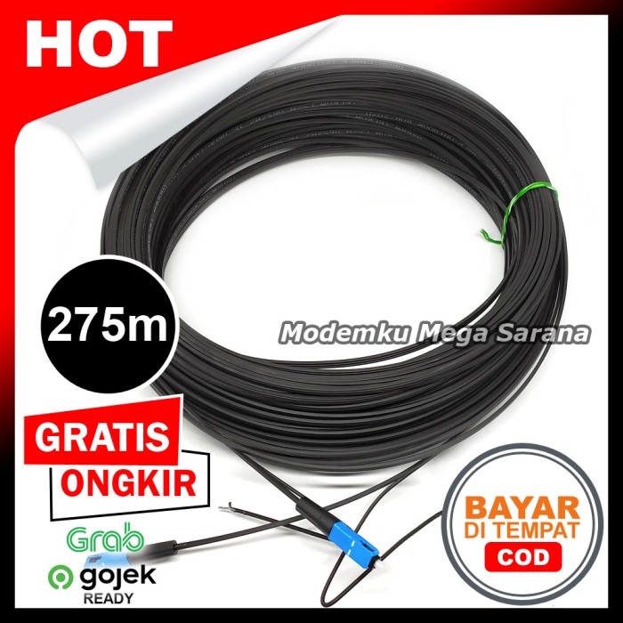 275 Meter - Kabel Fiber Optik Optic FO + Fast Connector SC UPC FTTH 1 Core