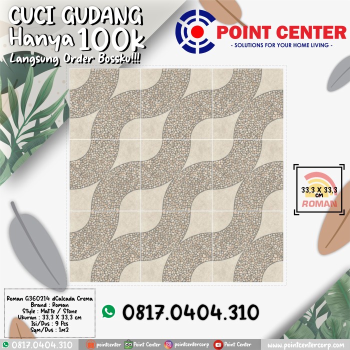 TERHEMAT ROMAN KERAMIK 33,3 X 33,3 G360214 DCALCADA CREMA